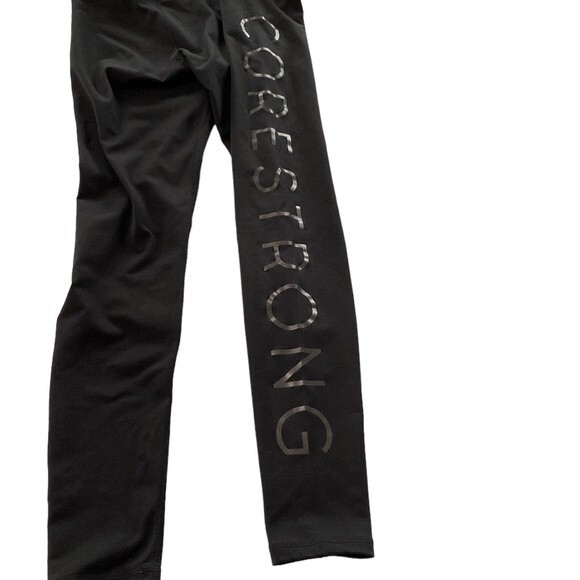 Manduka Core Strong Script Black Yoga High Waist Leggings Full Length Pocket - Picture 3 of 14